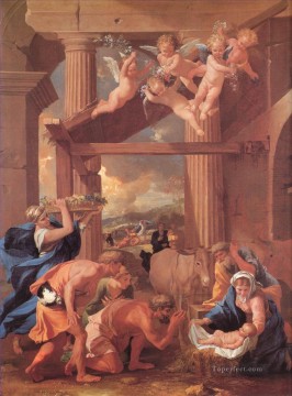  pastores Obras - La Adoración de los Pastores del pintor clásico Nicolas Poussin